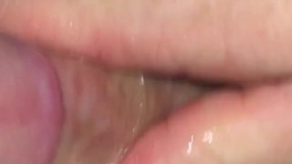 Wife gloves up to finger my ass while stroking/fucking my cock until I Cum.