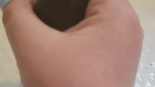 Amateur Teen Gives 7 Inch Dildo a Handjob