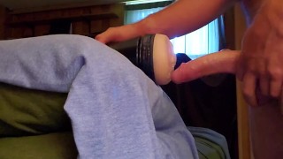 Fucking my pocket pussy. Huge cumshot!