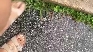 Ebony feet soaking wet