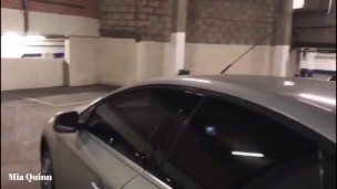 Girlfriend gives a blowjob and piss drinking in a public parking lot