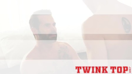 TWINKTOP - Hung twink fucks hairy tatted daddy bareback with big dick