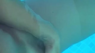Trying not to get caught in the pool fingering myself 