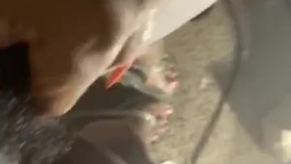 Hairy Pretty Pussy & Pretty Polished Feet try not to cum on my toes please!