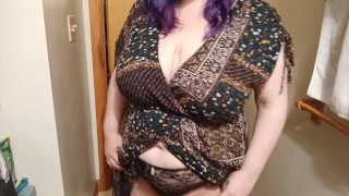 Black crotchless panties under my dress