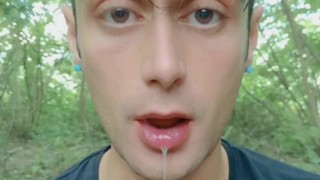 Two times cum spitting by random guys - huge thick loads leaking