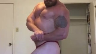Bodybuilder Flexing in Revealing Posing Trunks OnlyfansBeefBeast