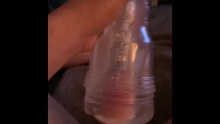 Big Bear Latino playing with uncut cock and Fleshlight Cumshot 