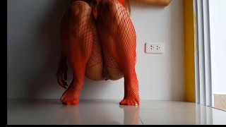 Red Photo Session with red Butt Plug