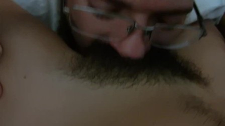 He licks my hairy teen bush before his wife gets home.... he is the slut