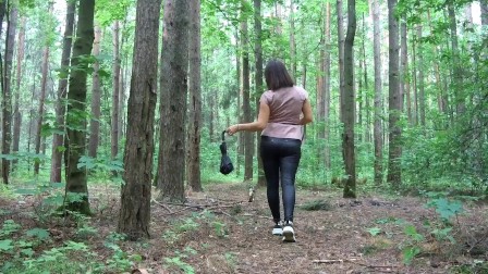 Horny boy fucked his friend's wife in the woods!