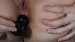 Sexy Miss plays with her buttplug - Anal Training Day 2