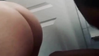 Eating pussy from the back on a train toilet without tickets!