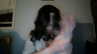 May's Night Pt3! May wearing female mask seals the deal with female silicone gloves!