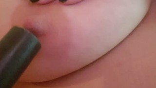 Sucking my tittys with vaccum