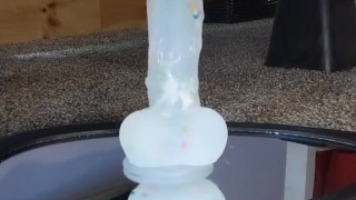 Reverse cowgirl riding my suction cup dildo