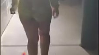 Ass jiggling while walking in public with no panties on 