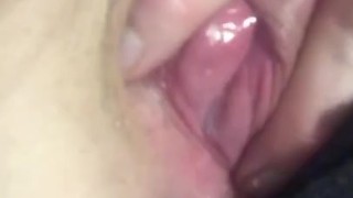 Pushing my pussy cum out after I finger fucked myself 