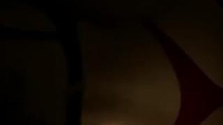 College girl gives blowjob in red thong 