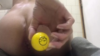 Playing with my ass and masturbating my dildo