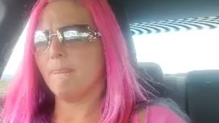 Sukie Rae plays with her tits while driving.