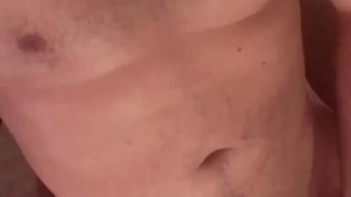 Amateur male stroking, moaning and cumming