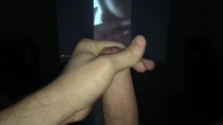 Moaning and dirty talk with slow motion cumshot while watching porn