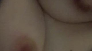 Playing with my big tits and nipples hard