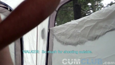 Swallowing Straight Guy’s Load in the Rain - Mountain Tent Cum Eating