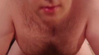 Fat hairy guy fucks anal dildo doggy style