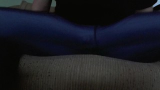 humping in blue tights