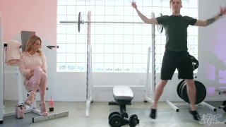 Transangels - Blonde TS Nikki Vicious Fucks At The Gym