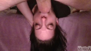 60FPS MiGia gets face destroyed from messy mouth fuck (close , upside down)