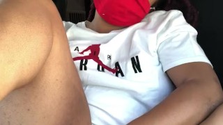 Ebony Try Not to Get Caught Masturbating in Parking Lot