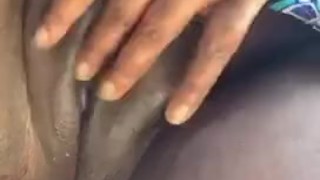 Indian Ebony Bbw Plays With her Fat Chubby Pussy By The Car 