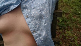 Titslapping outdoor in blue blouse - Trailer