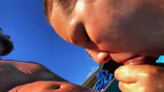 Sensual Skinny Dipping Leads To Facial on Hot, Tan Young MILF