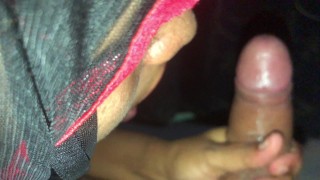 Indian muslim girl with hijab facefuck and cum drinking