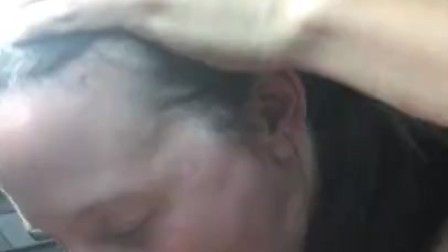 Sloppiest throatjob, gagging and drooling on Daddy's cock in the car. Throat fucked w huge throatpie