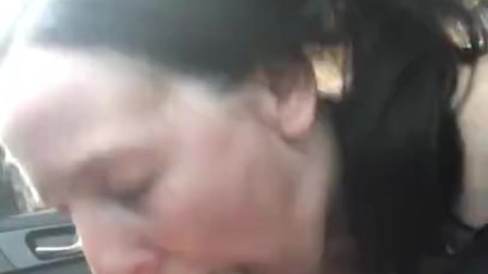 Sloppiest throatjob, gagging and drooling on Daddy's cock in the car. Throat fucked w huge throatpie