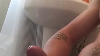 Stroking my big white cock