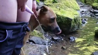 Pissing with my go girl into the river
