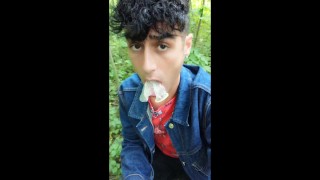 Twink drinks cruiser´s used condom