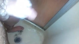 Big cock covered in soap