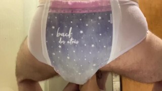 Riding a big dildo in my wet diaper 