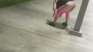 KittenJJ now on Onlyfans - I had to PEE... Late Night Golden Shower by the Tennis Courts