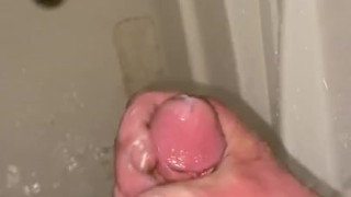White guy big dick shower cum 