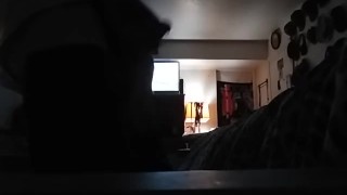 Friend steps outside and I play with my self before he gets back and and see