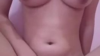busty asian teen fingering pussy and rubbing it with brush while cumming