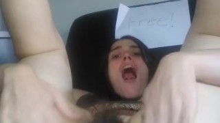 Dirty Talking Hairy Pink Pussy Slut on a Free Chair Pulls up Dress & Spreads Huge Vagina Shows Clit